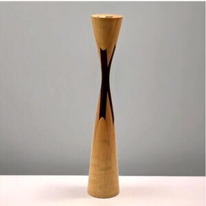 Mid-Century Modern Maple Purpleheart Wood Candlestick Holder Sculptural Vintage